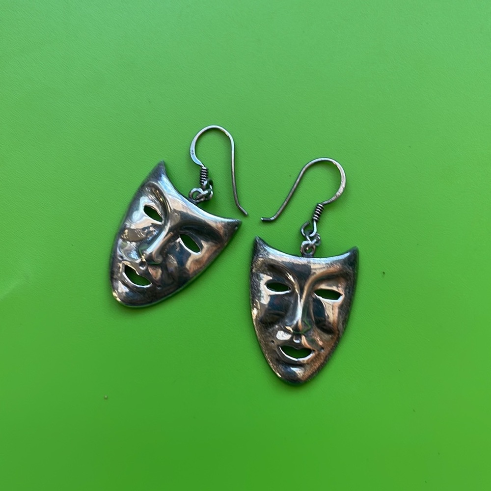 [Vintage] Theater Mask Sterling Silver Earrings